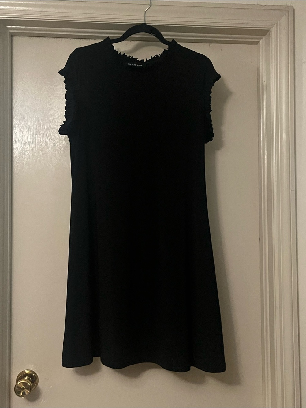 Black Ruffle-Trim Midi Dress